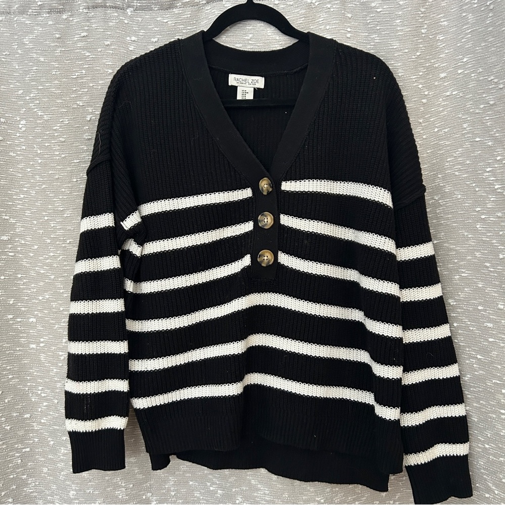 Rachel Zoe Black and White Striped Women's Sweater